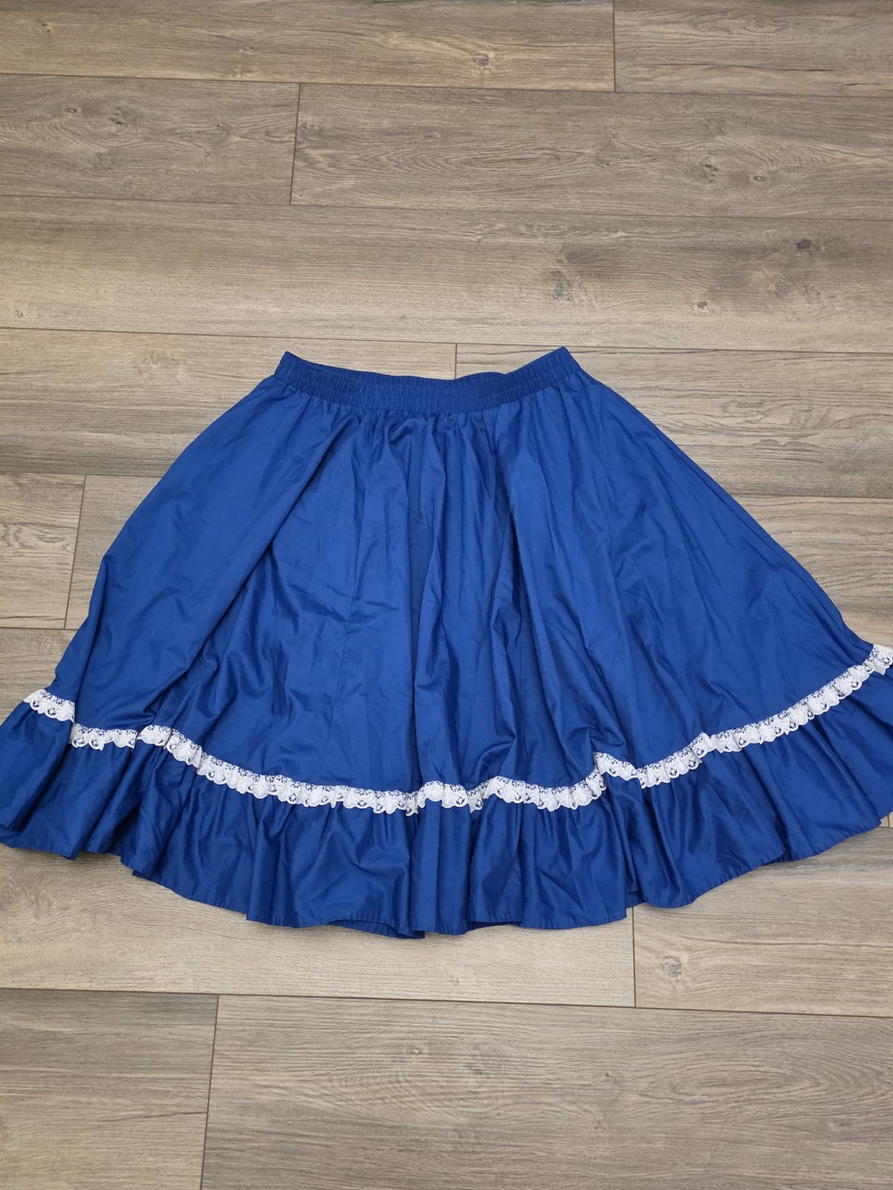 Vtg Partners Please! Malco Modes Royal Blue Square Dance Skirt Eyelet Lace Large